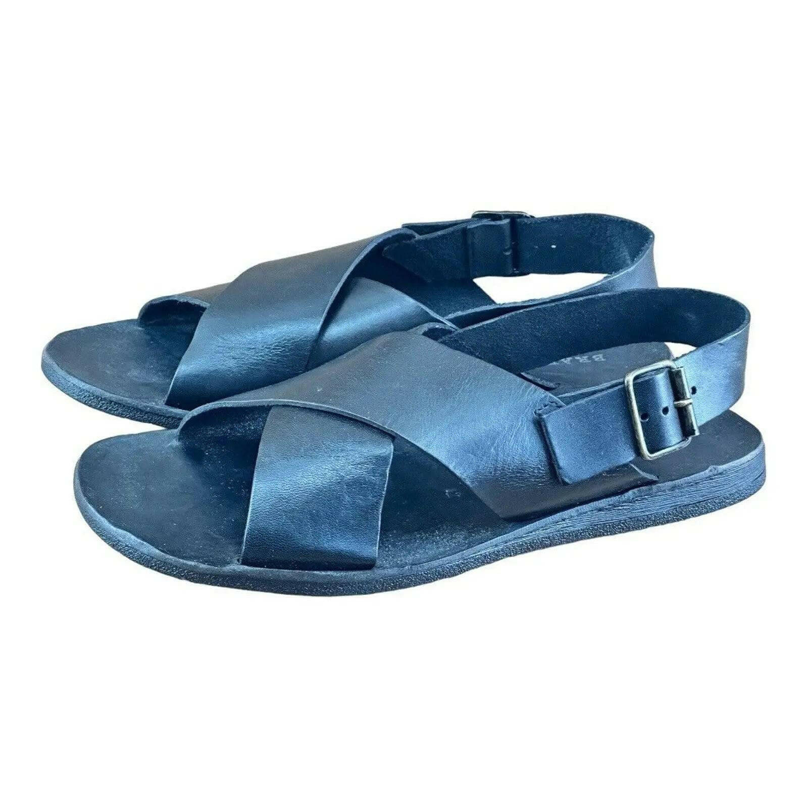 BRADOR Noisy Black Sandals Leather Men.