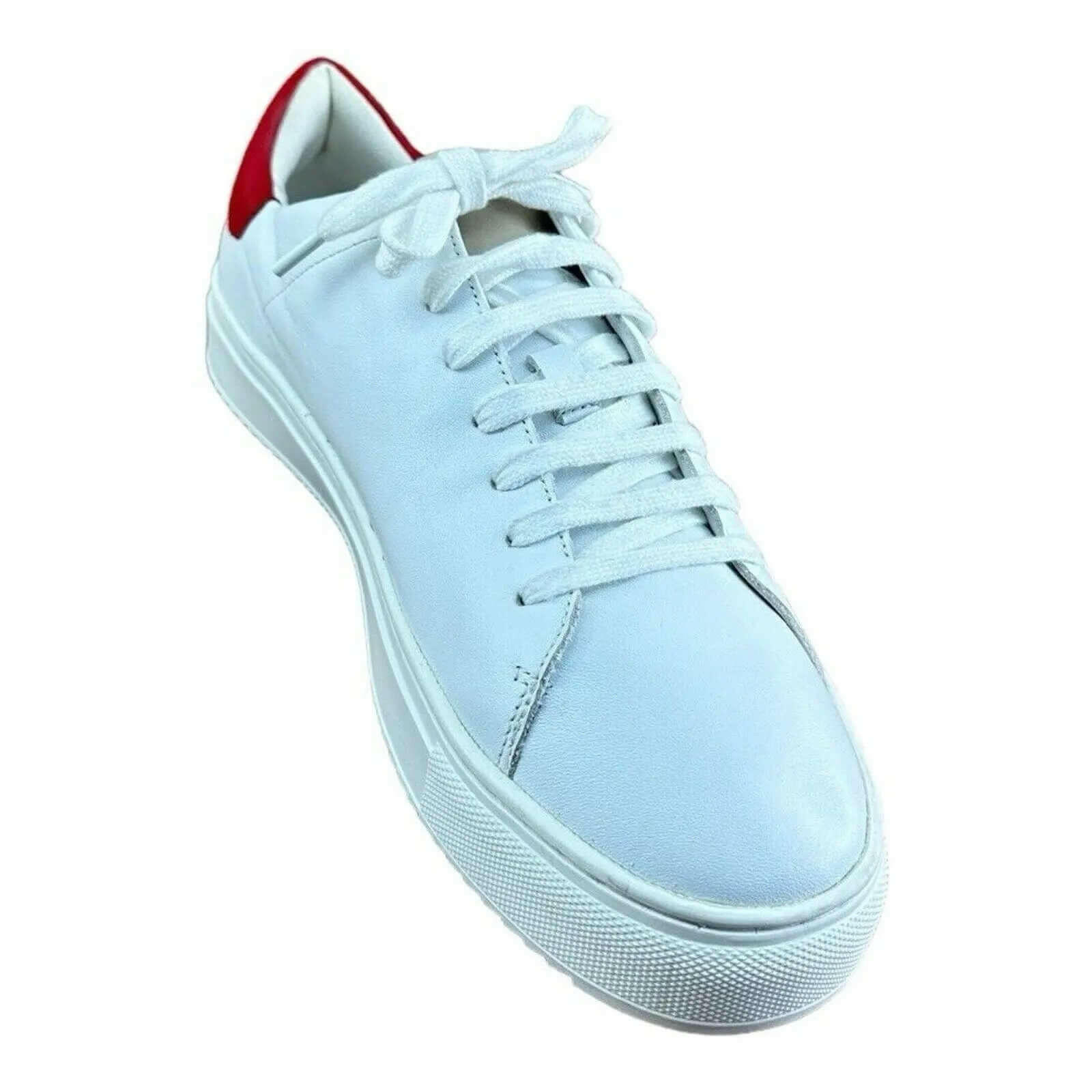 Crime London Men Sneakers Leather White with Red.