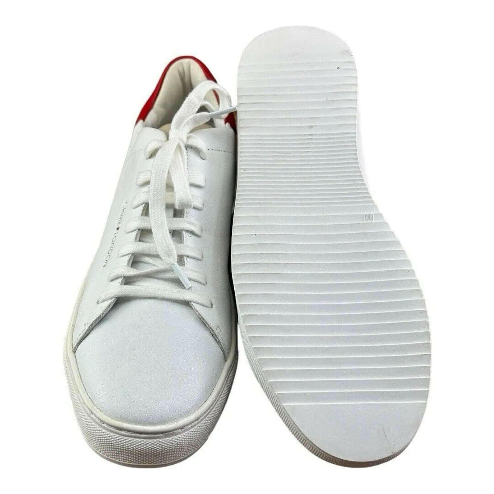 Crime London Men Sneakers Leather White with Red.