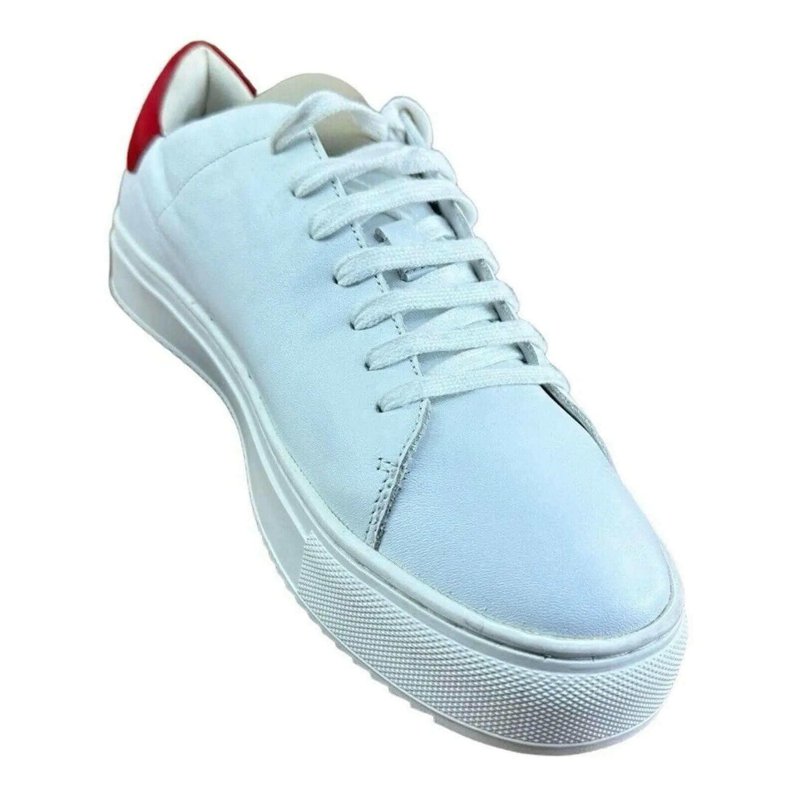 Crime London Men Sneakers Leather White with Red.