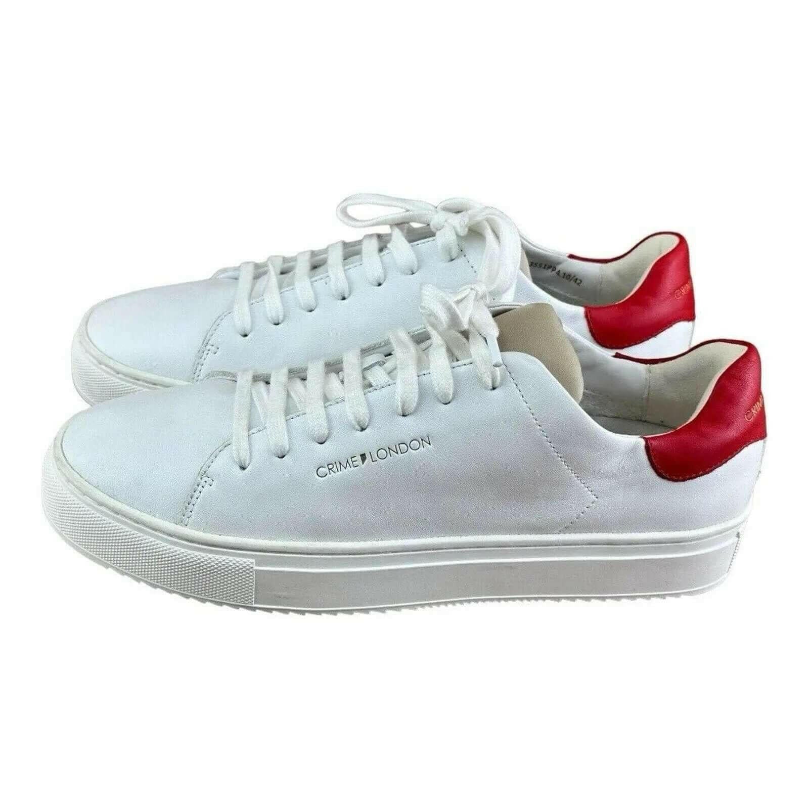 Crime London Men Sneakers Leather White with Red.