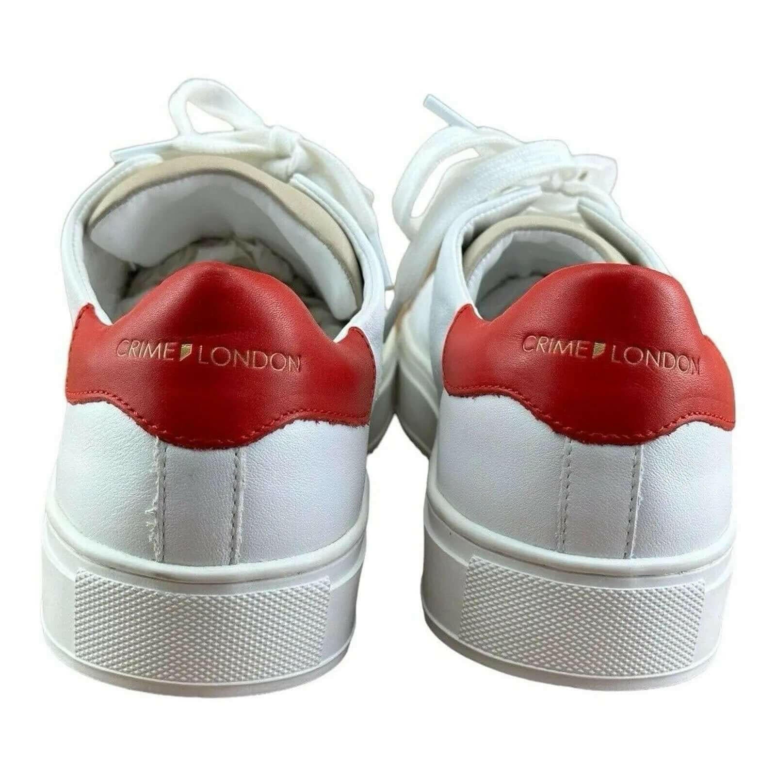 Crime London Men Sneakers Leather White with Red.