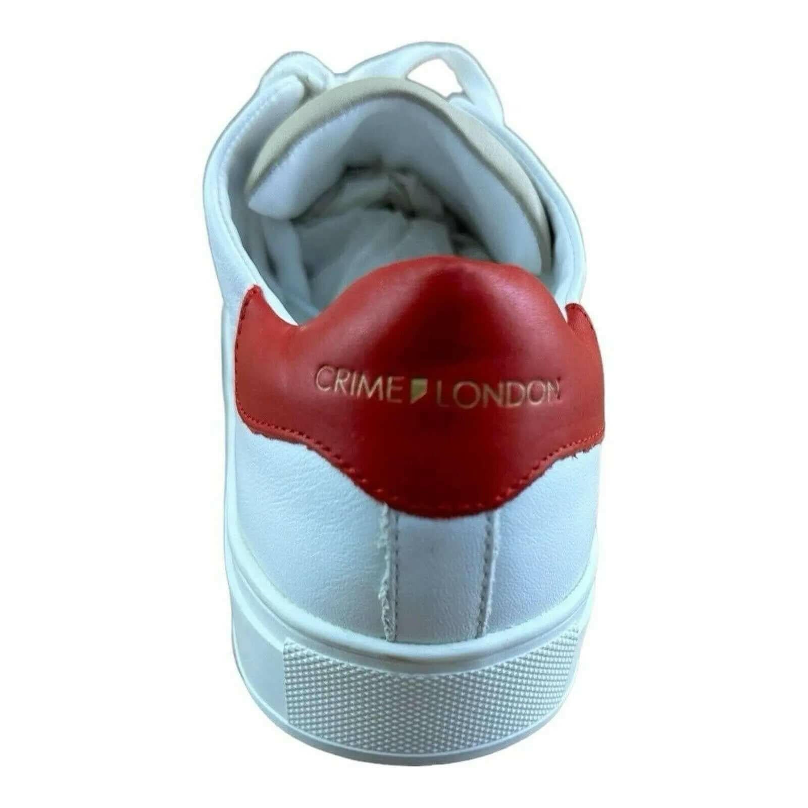 Crime London Men Sneakers Leather White with Red.