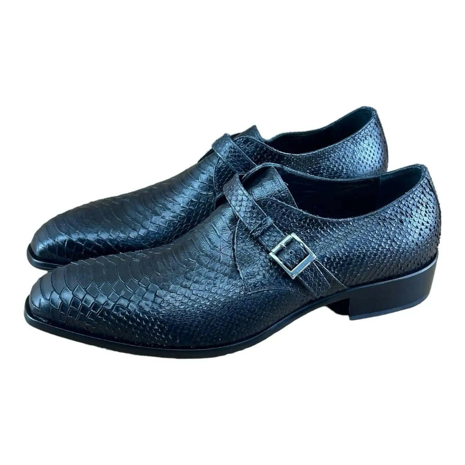 Jo Ghost Croc Embossed Monk Shoes Men.