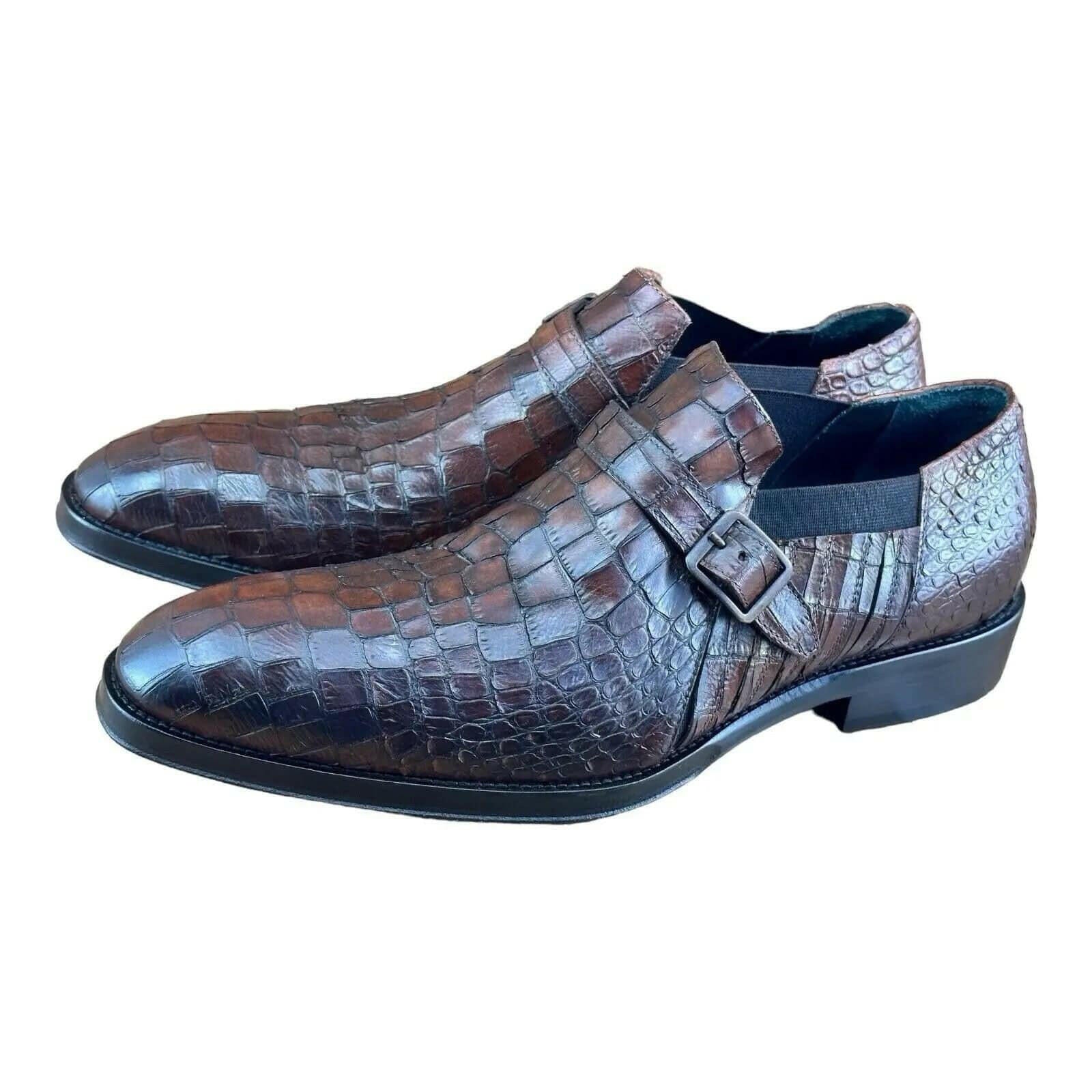 Jo Ghost Men Croc - Embossed Monk Shoes - AZINIJo Ghost