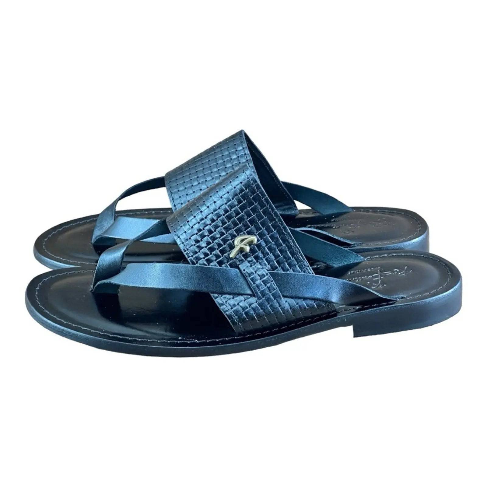 Re Ferdinando Black flip flops sandal Men - AZINIRe Ferdinando