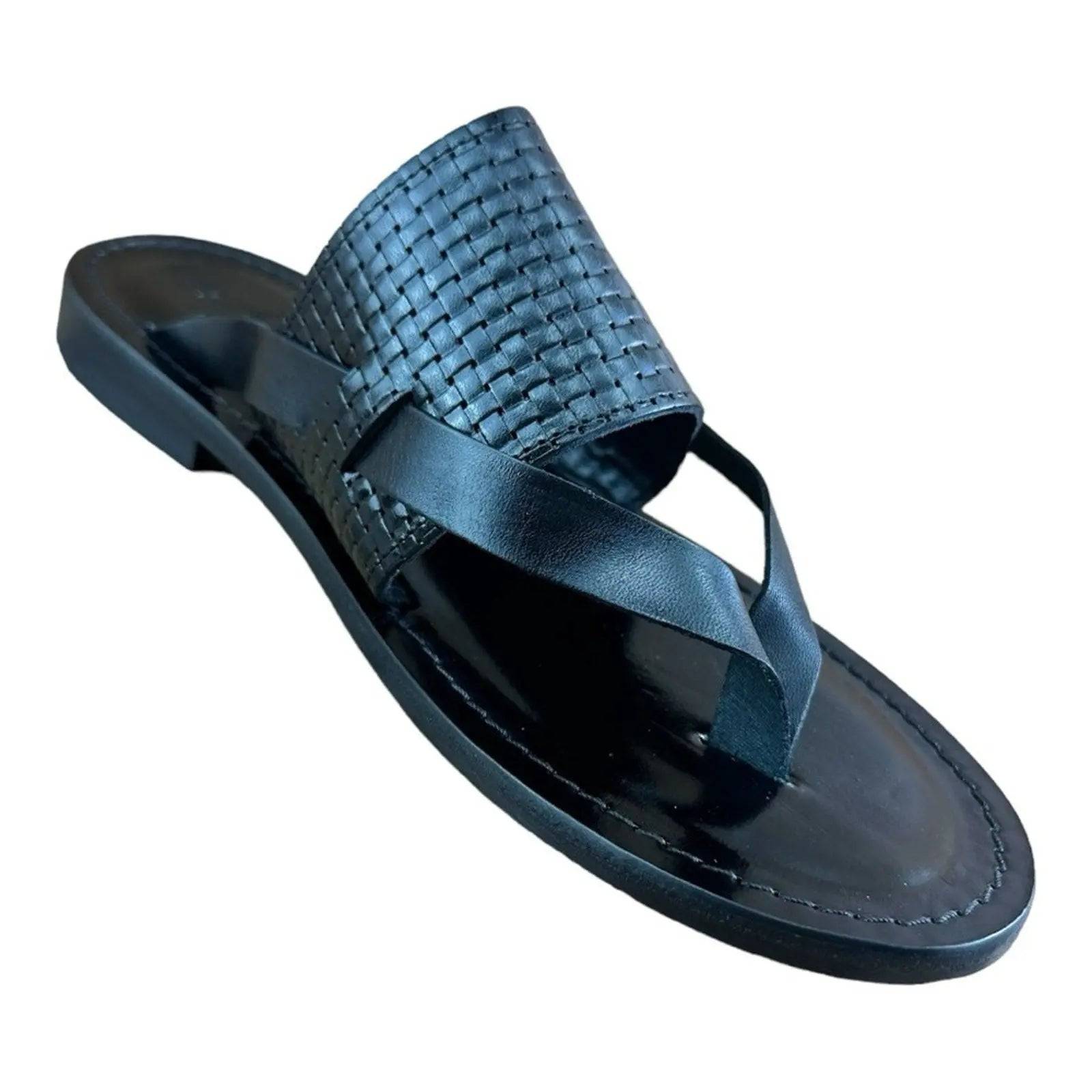 Re Ferdinando Black flip flops sandal Men - AZINIRe Ferdinando