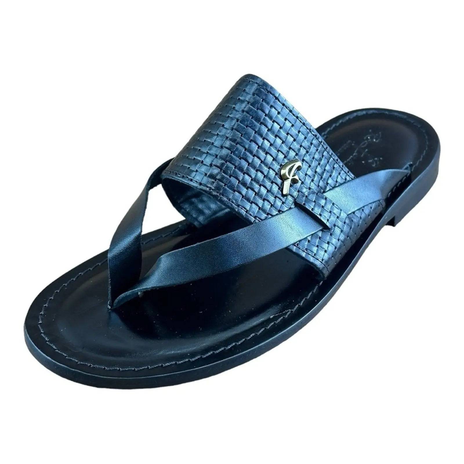 Re Ferdinando Black flip flops sandal Men - AZINIRe Ferdinando