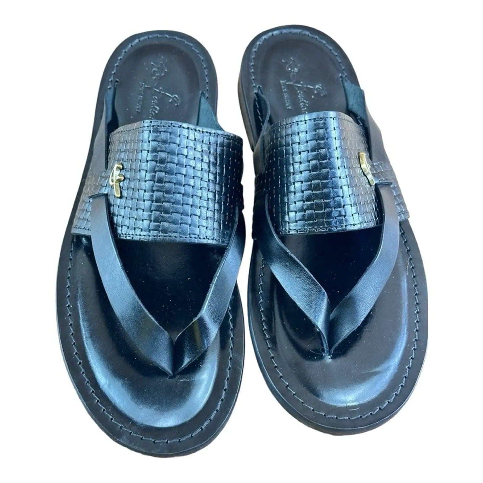 Re Ferdinando Black flip flops sandal Men - AZINIRe Ferdinando