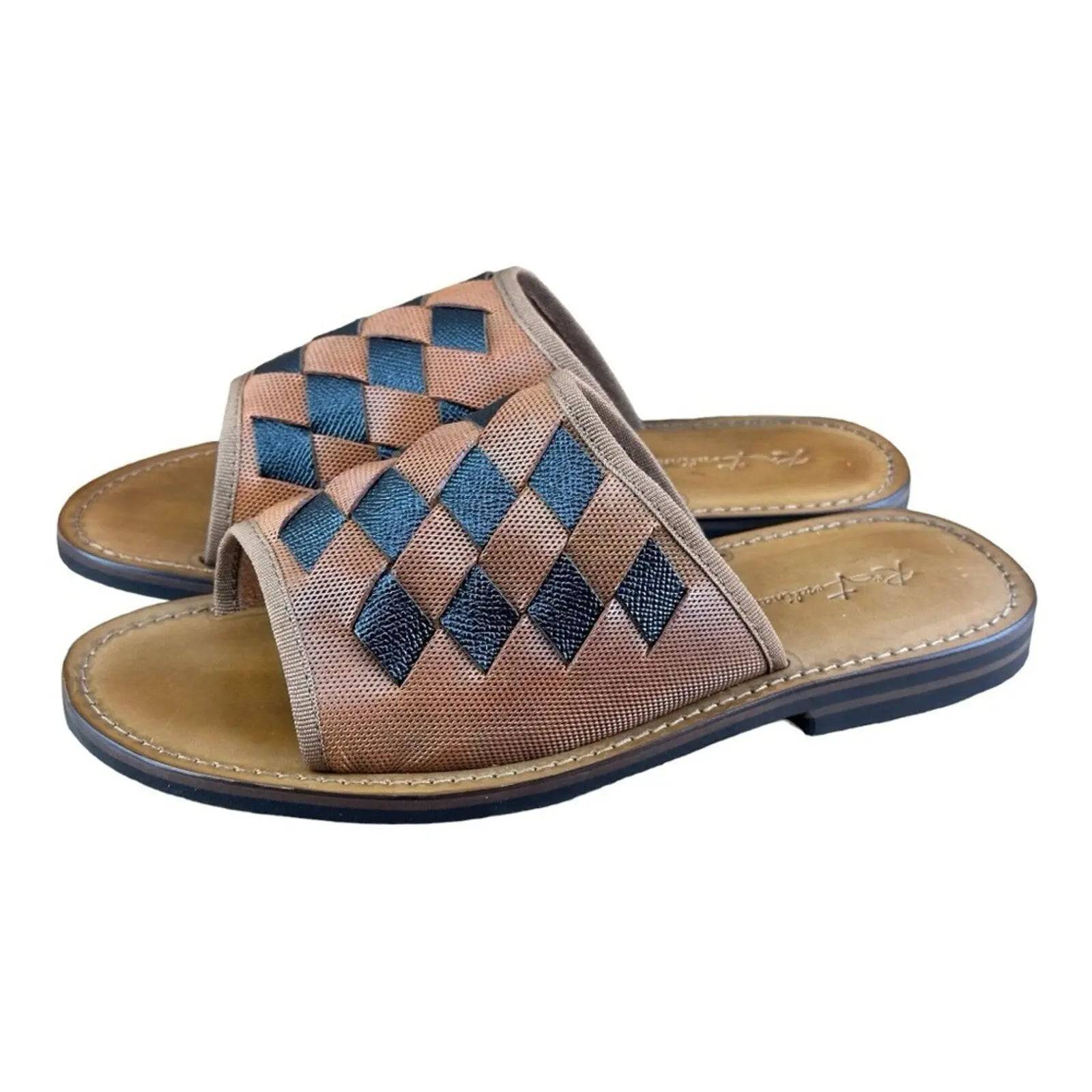 Re Ferdinando Men’s Blue Slides sandal - AZINIRe Ferdinando