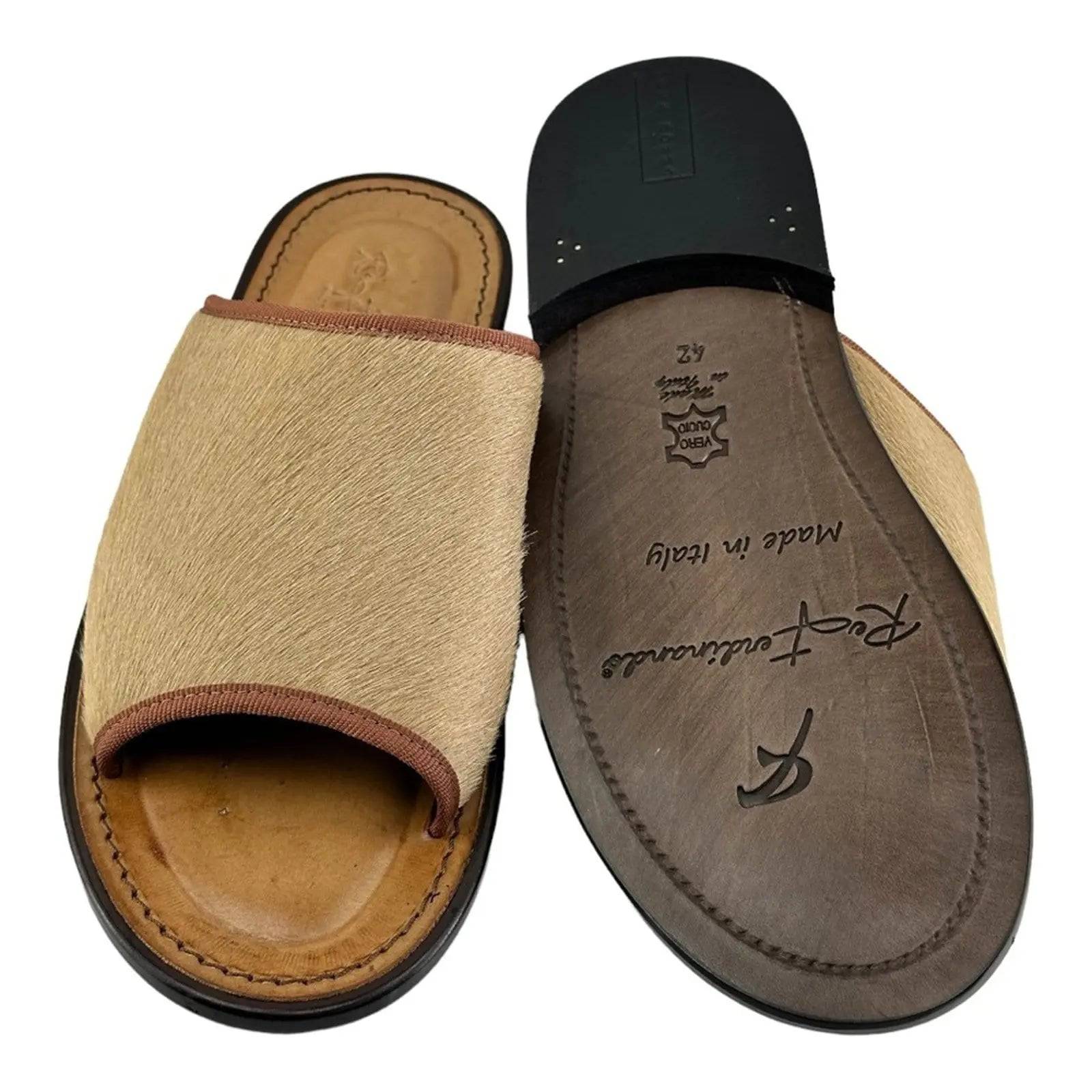 Re Ferdinando Vero Cuoio Slides Sandals.