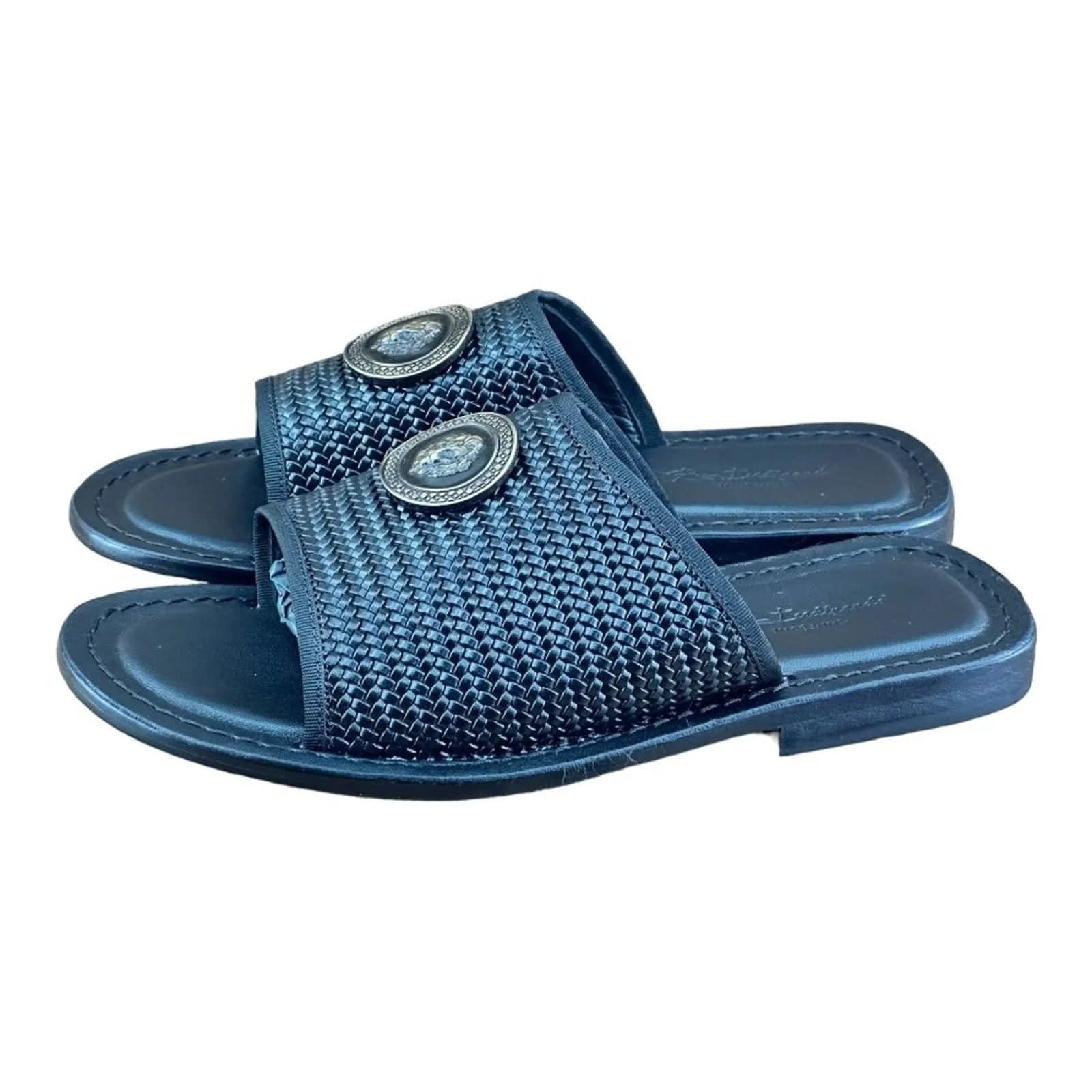 Re Ferdinando Woven Slides sandal Medusa the lion - AZINIRe Ferdinando